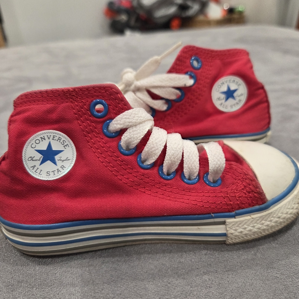 Rare vintage Converse Kids Red and White High-Top Sneakers